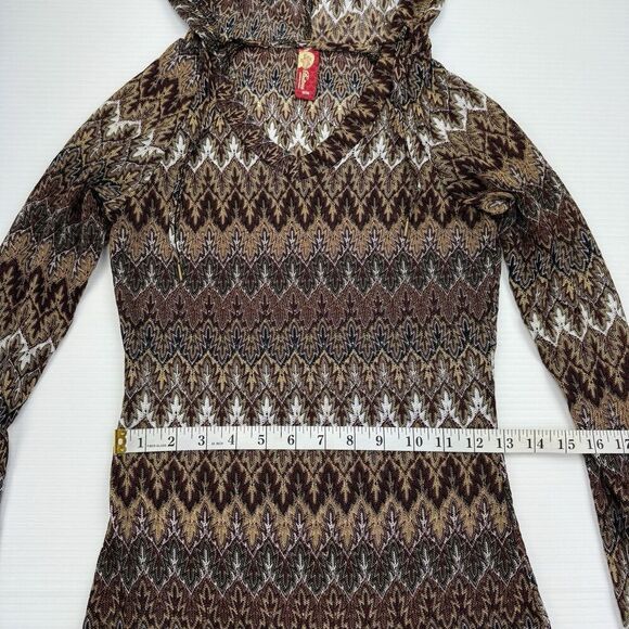 Apple Bottoms Sheer Brown Paisley Hooded Bathing Swim Suit Coverup Pocket Size M - Picture 7 of 10